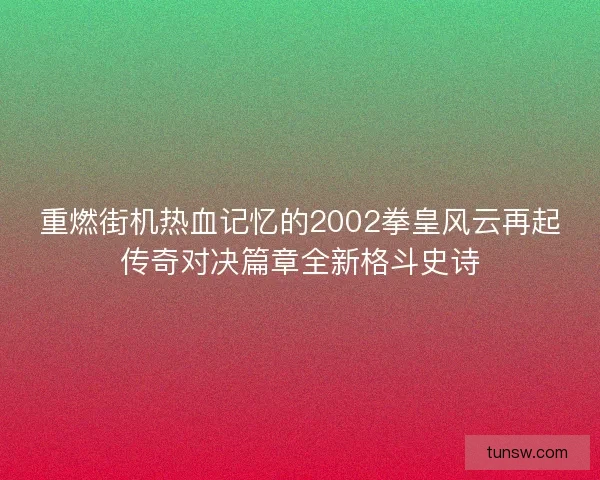 重燃街机热血记忆的2002拳皇风云再起传奇对决篇章全新格斗史诗 重燃街机热血记忆的2002拳皇风云再起传奇对决篇章全新格斗史诗