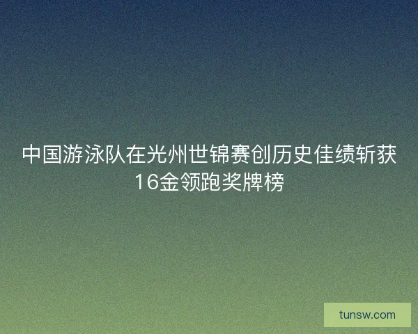 中国游泳队在光州世锦赛创历史佳绩斩获16金领跑奖牌榜