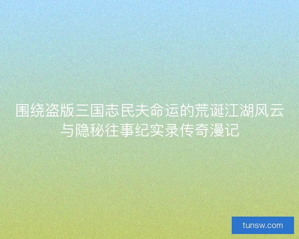 围绕盗版三国志民夫命运的荒诞江湖风云与隐秘往事纪实录传奇漫记